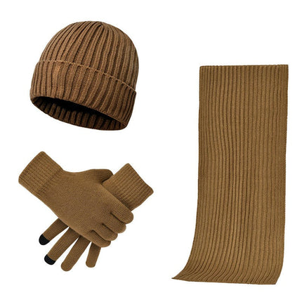 Winter Beanie Hat Scarf Gloves, Warm Wool Knit Hat Touch Screen Gloves Scarf Set For Women Men