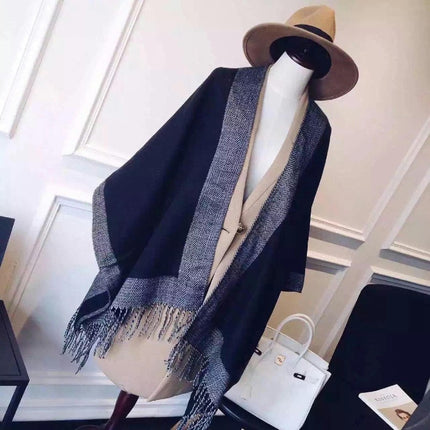 Women Large Oversized Scarf Pashmina Wrap Poncho Thick Style Scarf Patchwork Cape Shawl