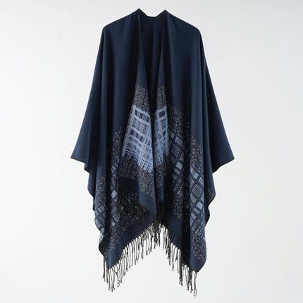 Women's Winter Warm Poncho Cape Fringe Blanket Shawl Wrap Cardigan