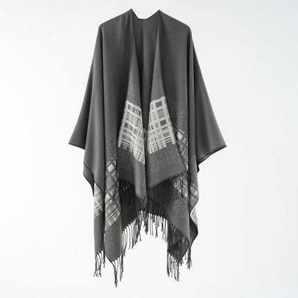 Women's Winter Warm Poncho Cape Fringe Blanket Shawl Wrap Cardigan