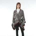 Dark red light gray shawl