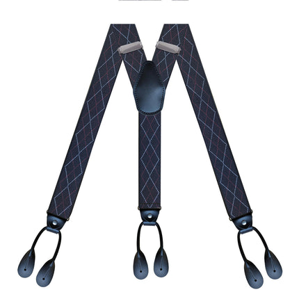 Mens 6 Clip Suspenders Y-back Leather Heavy Duty Suspenders suspenders for Women and Men