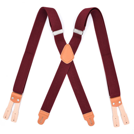 Suspender for Men Y-Back Genuine Leather Suspender Heavy Duty suspenders for men