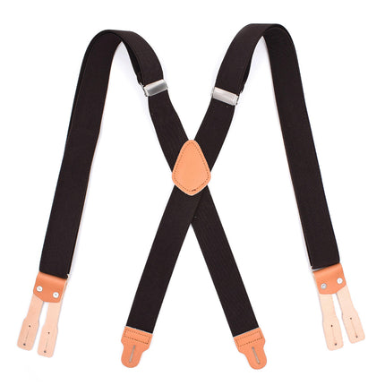 Suspender for Men Y-Back Genuine Leather Suspender Heavy Duty suspenders for men