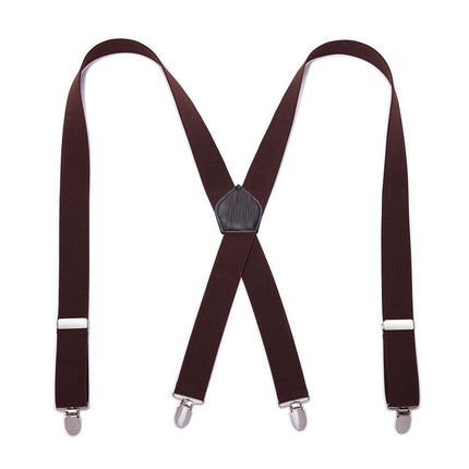 Men Suspenders Adjustable Elastic - Heavy Duty Wide X Shape Strong Clip Suspender