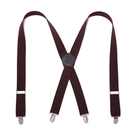 Men Suspenders Adjustable Elastic - Heavy Duty Wide X Shape Strong Clip Suspender