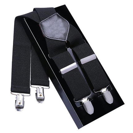 Men Suspenders Adjustable Elastic - Heavy Duty Wide X Shape Strong Clip Suspender