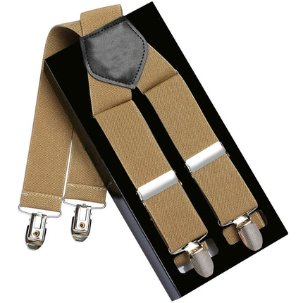 Men Suspenders Adjustable Elastic - Heavy Duty Wide X Shape Strong Clip Suspender