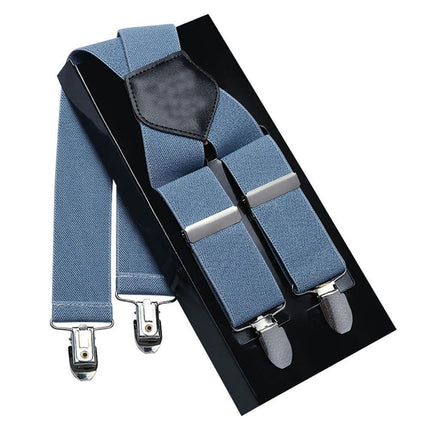 Men Suspenders Adjustable Elastic - Heavy Duty Wide X Shape Strong Clip Suspender