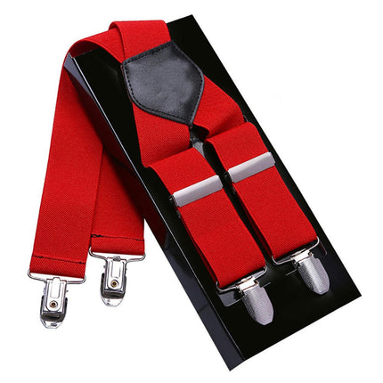 Men Suspenders Adjustable Elastic - Heavy Duty Wide X Shape Strong Clip Suspender