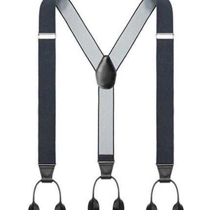 Suspender for Men Y-Back Genuine Leather Suspenders Adjustable Elastic Suspenders