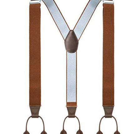 Suspender for Men Y-Back Genuine Leather Suspenders Adjustable Elastic Suspenders