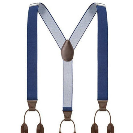 Suspender for Men Y-Back Genuine Leather Suspenders Adjustable Elastic Suspenders