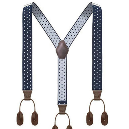 Suspender for Men Y-Back Genuine Leather Suspenders Adjustable Elastic Suspenders