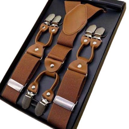 Men Adjustable Elastic Suspenders - Heavy Duty Y-back 6 Strong Clips Suspender Suspenders for Men