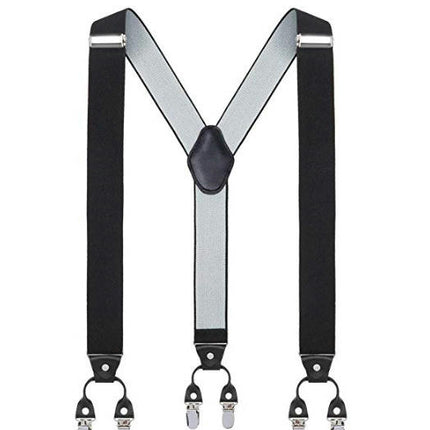 Men Adjustable Elastic Suspenders - Heavy Duty Y-back 6 Strong Clips Suspender Suspenders for Men