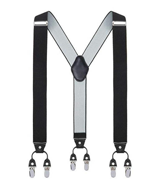 Men Adjustable Elastic Suspenders - Heavy Duty Y-back 6 Strong Clips Suspender Suspenders for Men