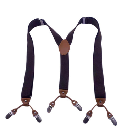 Men Adjustable Elastic Suspenders - Heavy Duty Y-back 6 Strong Clips Suspender Suspenders for Men