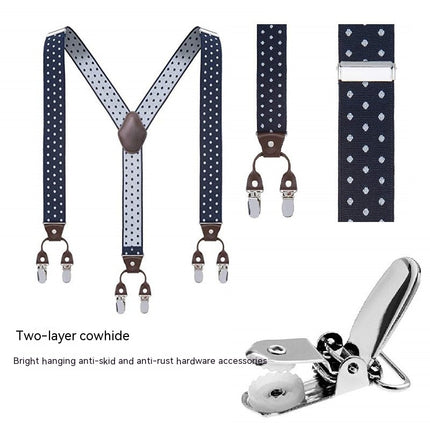 Men Adjustable Elastic Suspenders - Heavy Duty Y-back 6 Strong Clips Suspender Suspenders for Men