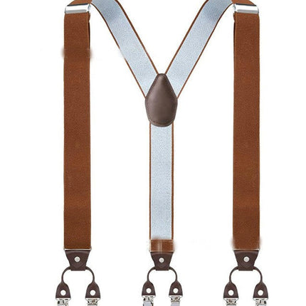 Men Adjustable Elastic Suspenders - Heavy Duty Y-back 6 Strong Clips Suspender Suspenders for Men