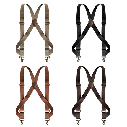 Adjustable Elastic X Back Style Suspenders Mens Suspenders Side Clip Suspenders with Swivel Hooks