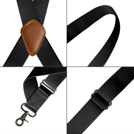 Adjustable Elastic X Back Style Suspenders Mens Suspenders Side Clip Suspenders with Swivel Hooks