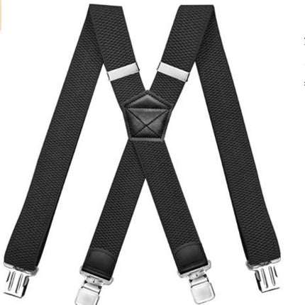 Suspenders for Men 4 Clips Heavy Duty X- Back Adjustable Elastic Suspenders Solid Suspenders