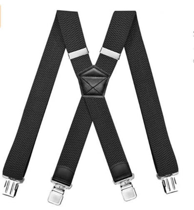 Suspenders for Men 4 Clips Heavy Duty X- Back Adjustable Elastic Suspenders Solid Suspenders