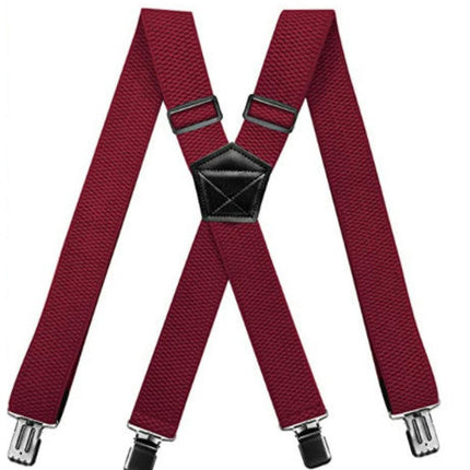 Suspenders for Men 4 Clips Heavy Duty X- Back Adjustable Elastic Suspenders Solid Suspenders