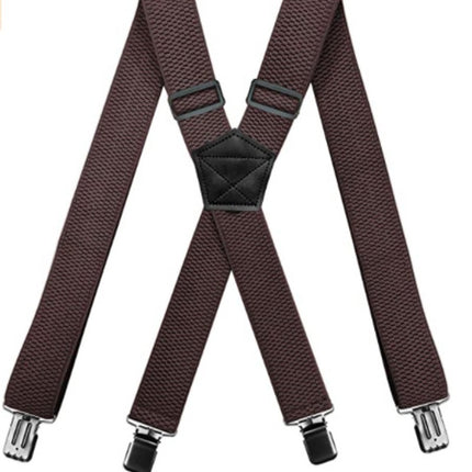 Suspenders for Men 4 Clips Heavy Duty X- Back Adjustable Elastic Suspenders Solid Suspenders