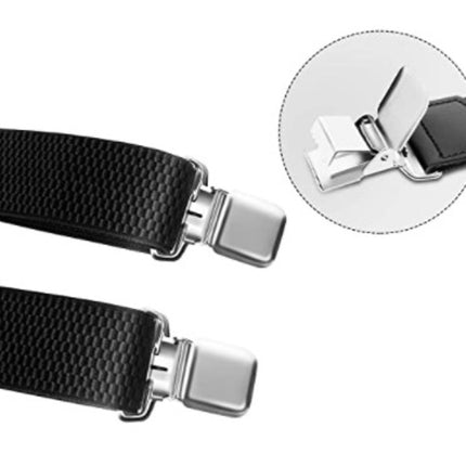 Suspenders for Men 4 Clips Heavy Duty X- Back Adjustable Elastic Suspenders Solid Suspenders