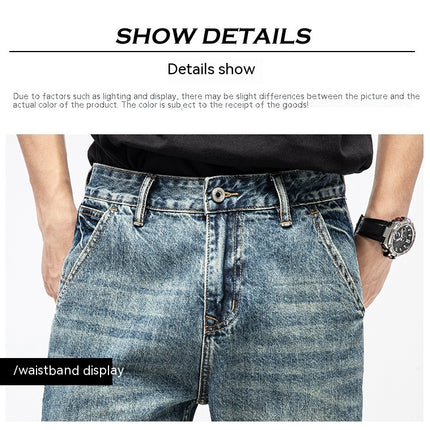 Men's Casual Loose Fit Multi-Pockets Cargo Denim Shorts