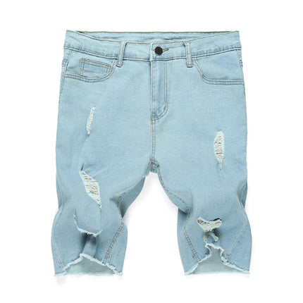 Men's Fashion Ripped Short Jeans Casual Denim Shorts with Hole