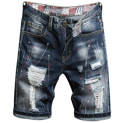 Men's Ripped Jean Short Distressed Straight Fit Denim Shorts