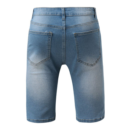 Men's Fashion Ripped Short Jeans Casual Denim Shorts with Hole Model A