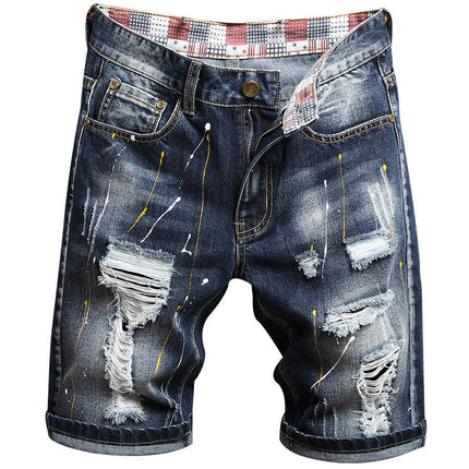 Men's Ripped Jean Short Distressed Straight Fit Denim Shorts