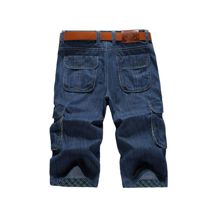 Men's Classic Cargo Denim Shorts Jeans with Multi Pockets