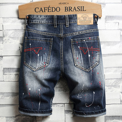 Men's Ripped Jean Short Distressed Straight Fit Denim Shorts