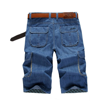 Men's Classic Cargo Denim Shorts Jeans with Multi Pockets