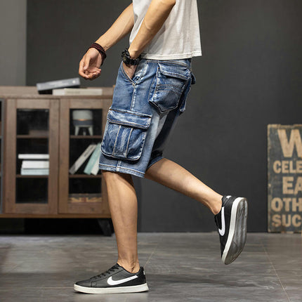 Men's Cargo Denim Jeans Shorts with Multi Pockets