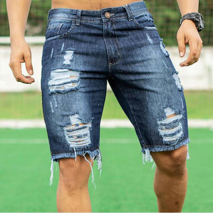 Men's Casual Denim Shorts Stretch Slim Fit Ripped Jean Shorts for Men