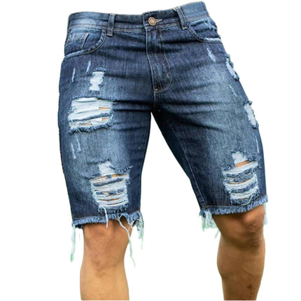 Men's Casual Denim Shorts Stretch Slim Fit Ripped Jean Shorts for Men