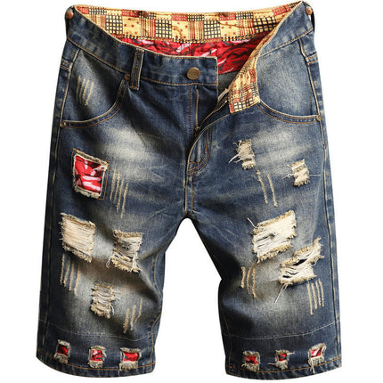 Men's Jean Shorts Casual Ripped Denim Shorts with Pockets