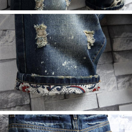 Men's Jean Shorts Casual Ripped Denim Shorts with Pockets