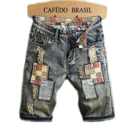 Men's Jean Shorts Casual Ripped Denim Shorts with Pockets