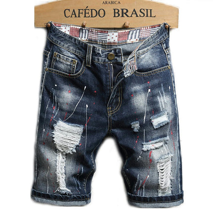 Men's Jean Shorts Casual Ripped Denim Shorts with Pockets