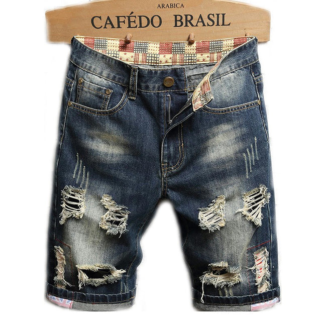 Men's Jean Shorts Casual Ripped Denim Shorts with Pockets