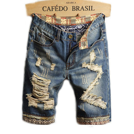 Men's Jean Shorts Casual Ripped Denim Shorts with Pockets