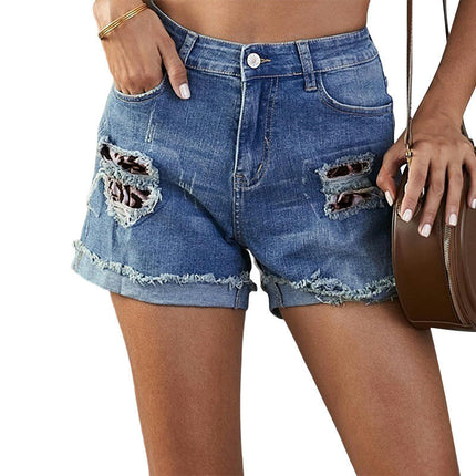 Denim Shorts for Women Mid Waisted Folded Hem Jean Shorts