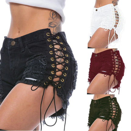 Women's Sexy Shorts Ripped Bandage Denim Short Jeans